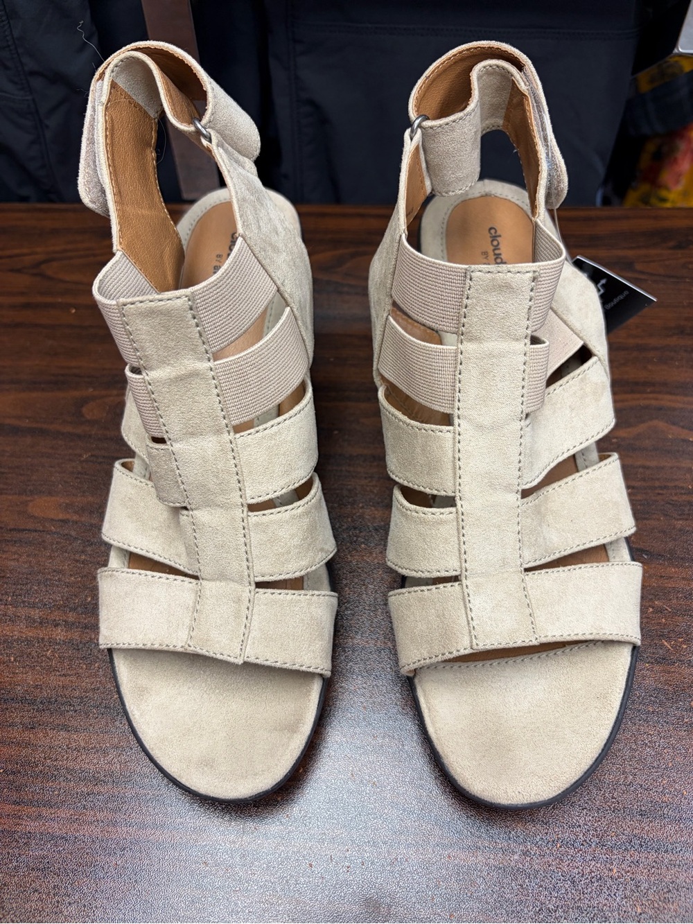 Cloudwalkers by Avenue Beige Strappy Wedge Sandals for Women